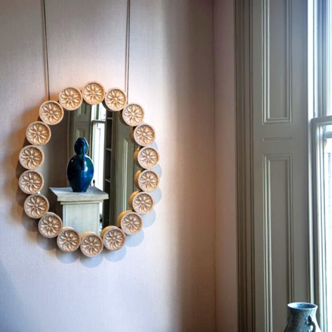 Oval Mirror with Carved Roundels