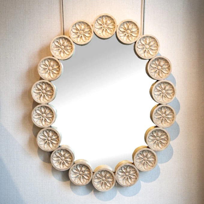 Oval Mirror with Carved Roundels