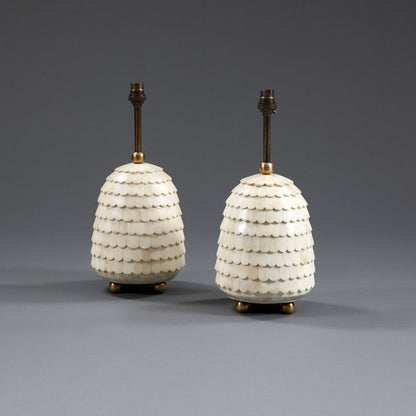 Pair of Bone Beehive Lamps