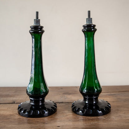 Pair of Glass Baluster Lamps