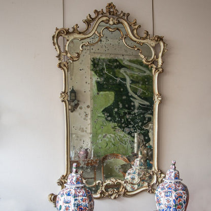 Cream and Gilt Rococo Mirror