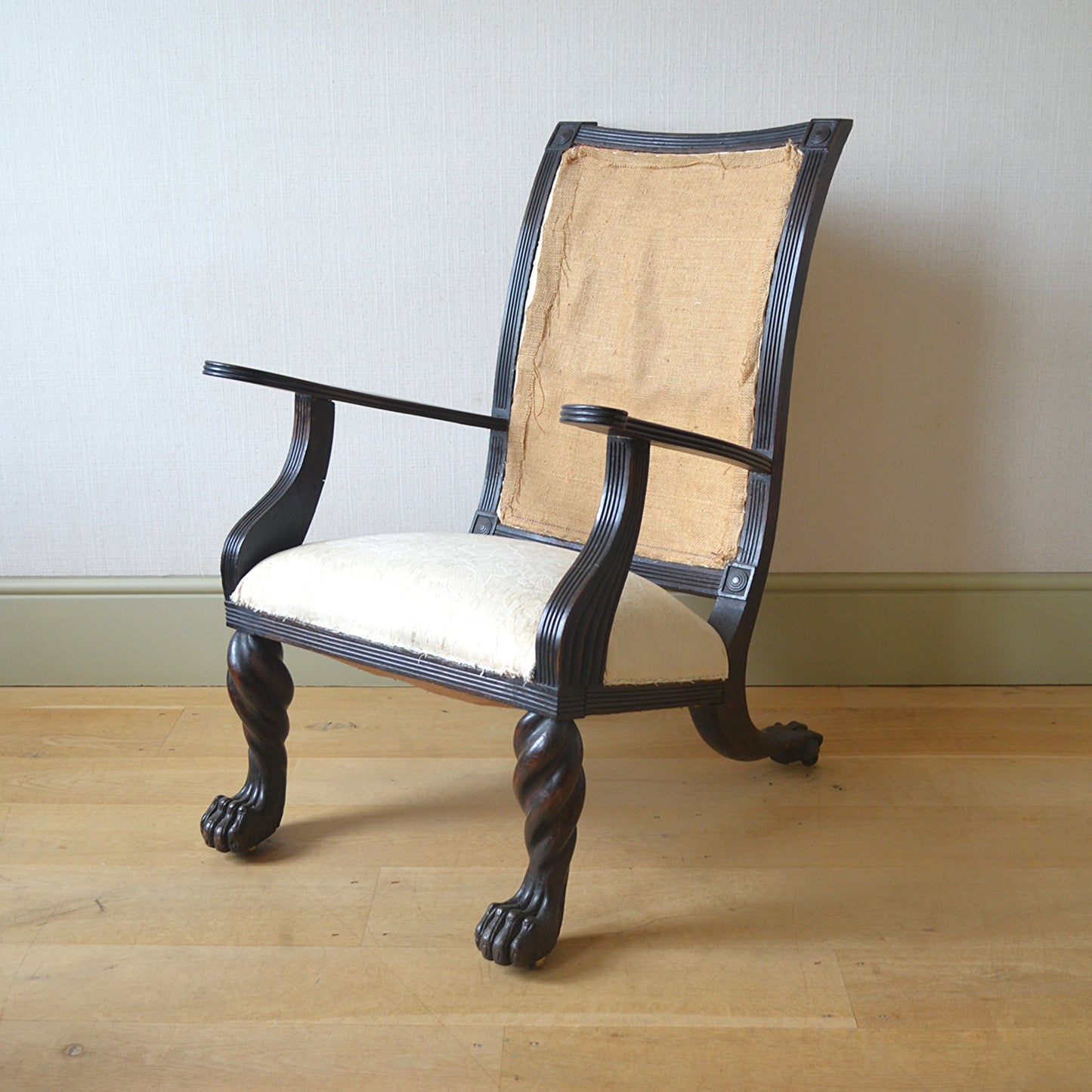Anglo Indian Ebonised Hardwood Armchair