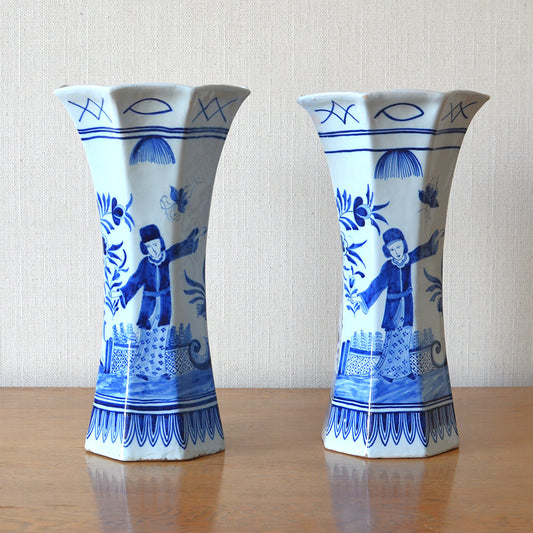 Pair of Delft Beaker Vases