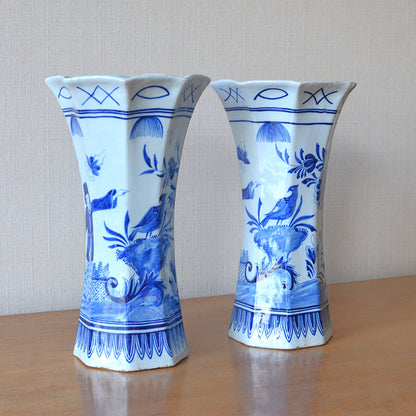 Pair of Delft Beaker Vases
