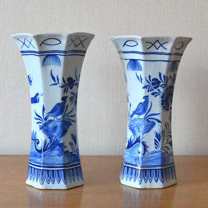 Pair of Delft Beaker Vases