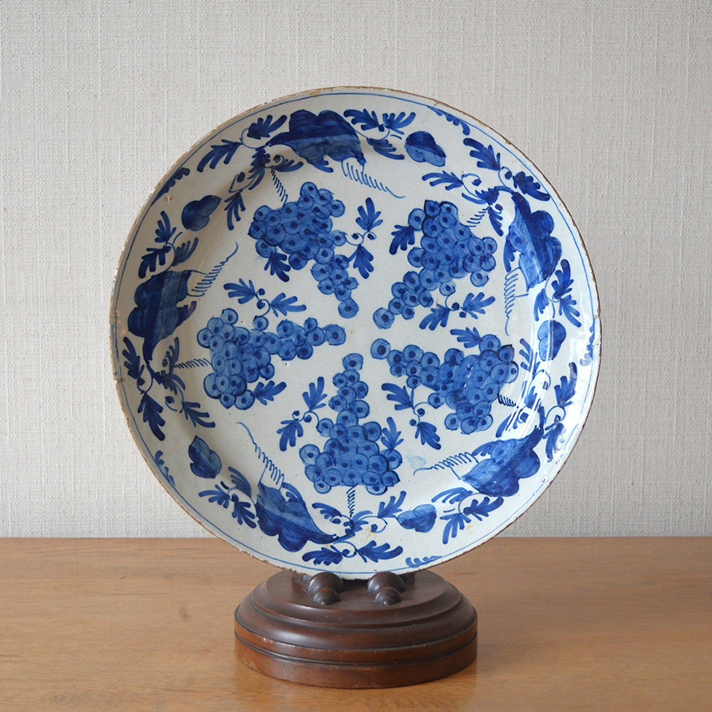 Blue and White Glazed Deft Pottery Charger