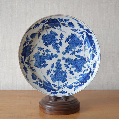 Blue and White Glazed Deft Pottery Charger