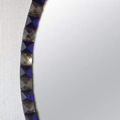 Blue and Clear Glass Framed Oval Mirror
