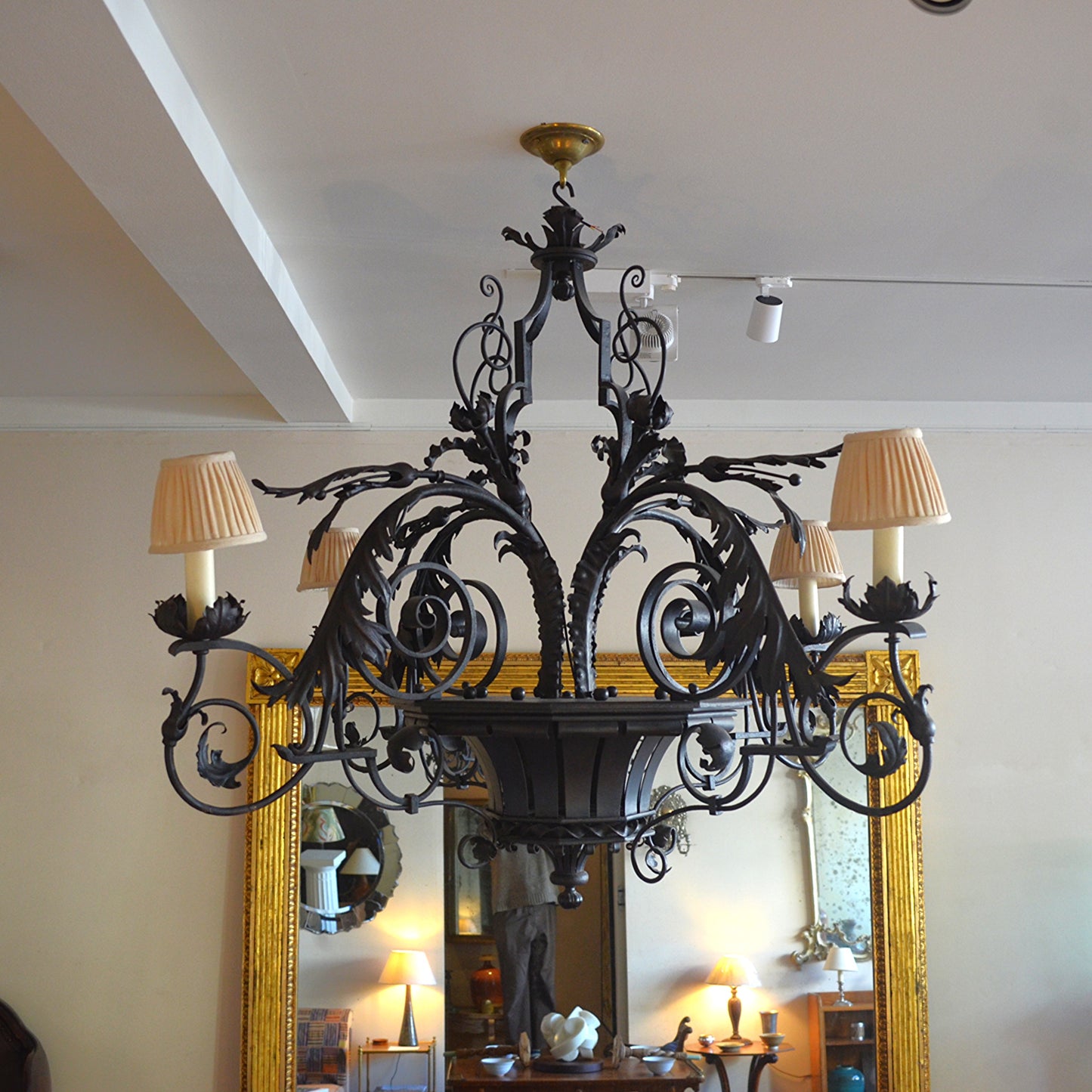 Bronzed Metal Chandelier