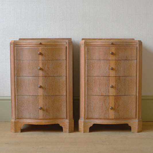 Pair of Limed Oak Bedside Cabinets