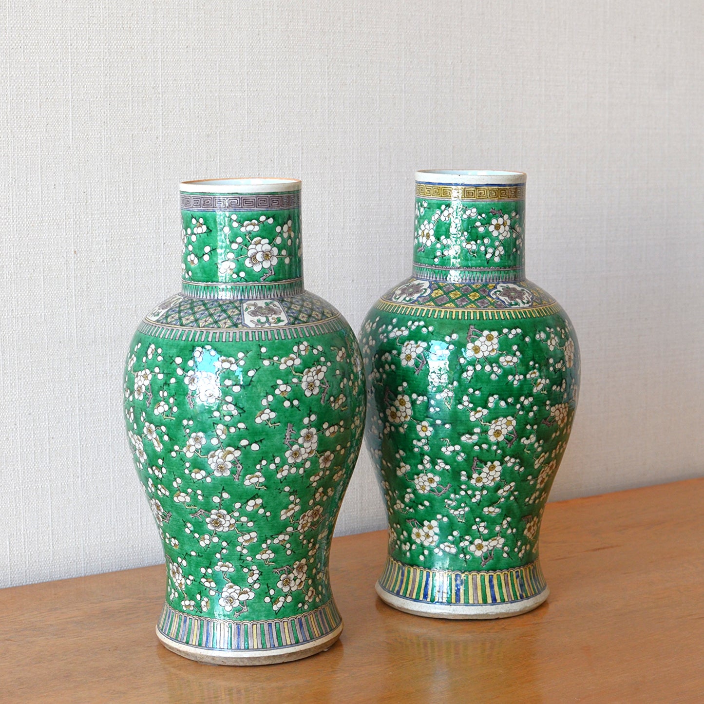 Pair of Green Porcelain Vases