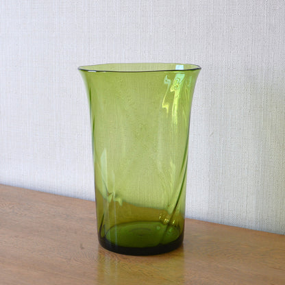 Large Green Glass Bucket Vase by Powell & Sons