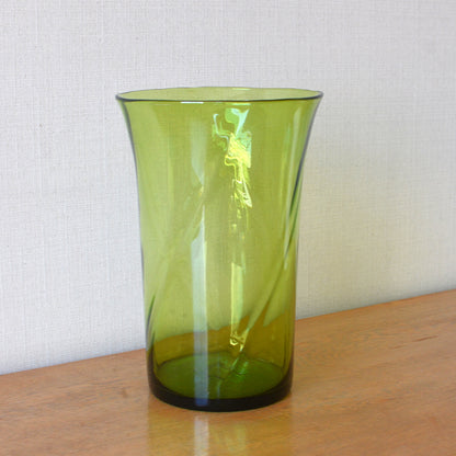 Large Green Glass Bucket Vase by Powell & Sons