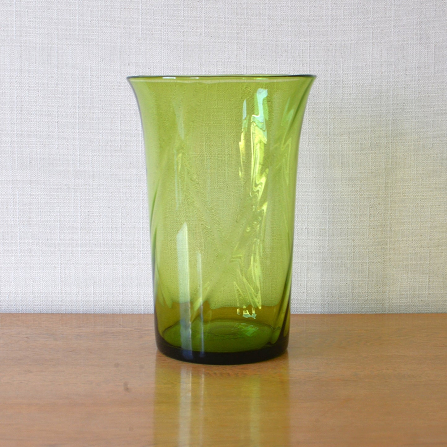 Large Green Glass Bucket Vase by Powell & Sons