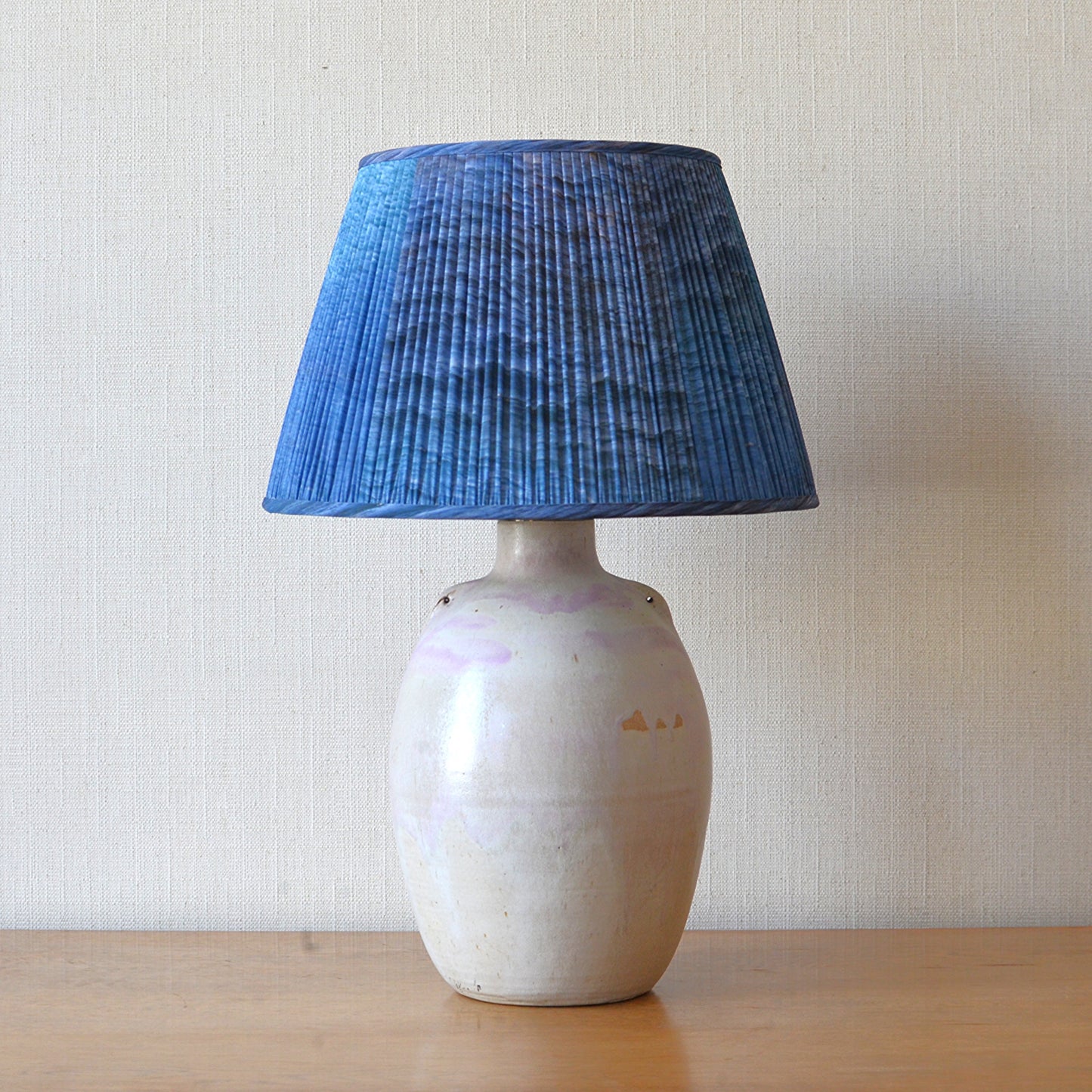 Pottery Table Lamp with Pale Pink Glaze