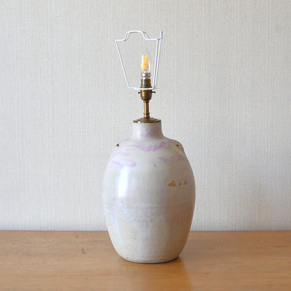 Pottery Table Lamp with Pale Pink Glaze