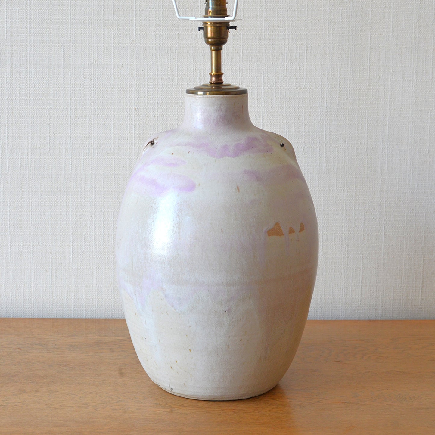 Pottery Table Lamp with Pale Pink Glaze