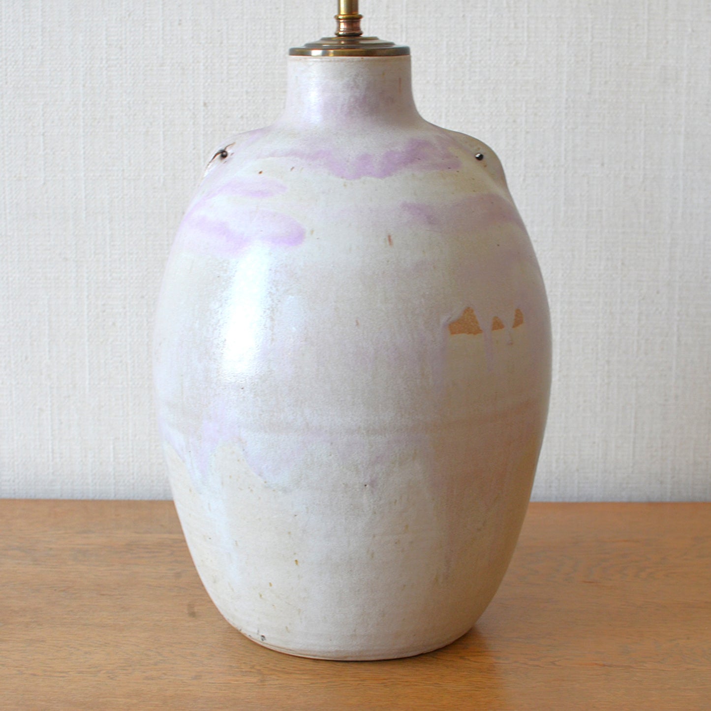 Pottery Table Lamp with Pale Pink Glaze