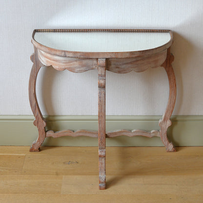 Limed Oak Demi-Lune Console Table