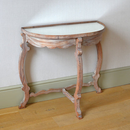 Limed Oak Demi-Lune Console Table