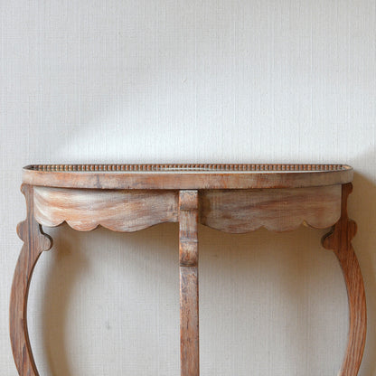 Limed Oak Demi-Lune Console Table