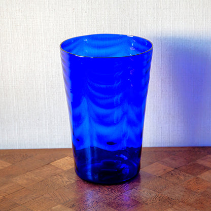 Unusually Large Blue Glass Bucket Vase