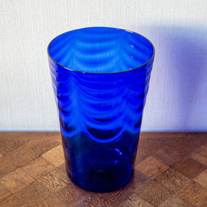 Unusually Large Blue Glass Bucket Vase