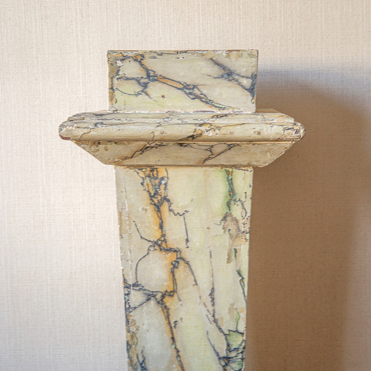 Wooden Fauz-Marble Pedestal