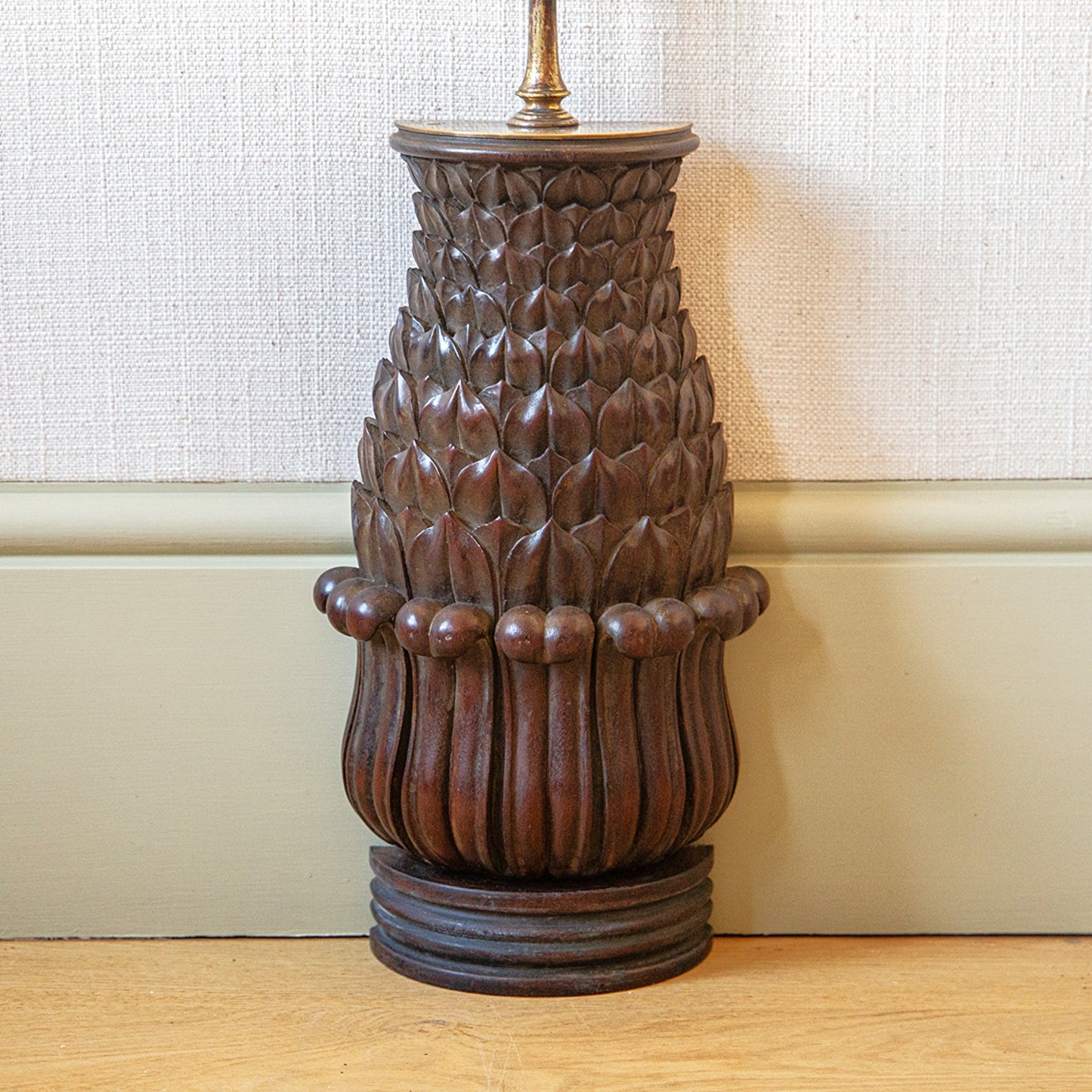 Large Brass and Mahogany Door Stop