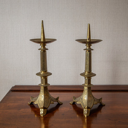 Pair of Brass Pricket Candlesticks