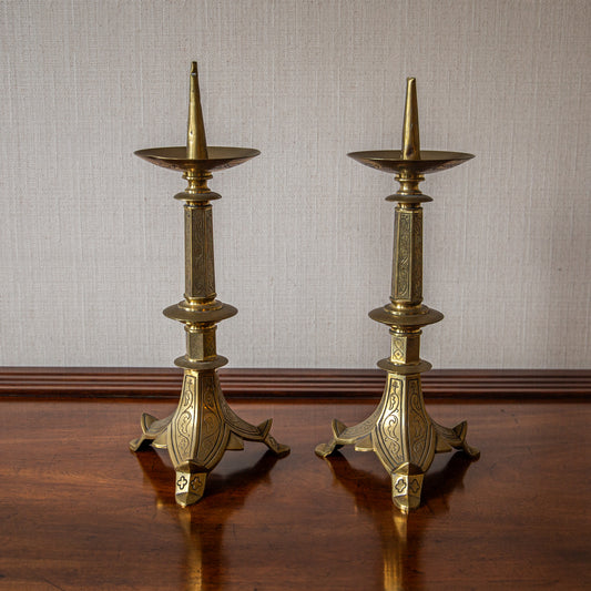 Pair of Brass Pricket Candlesticks