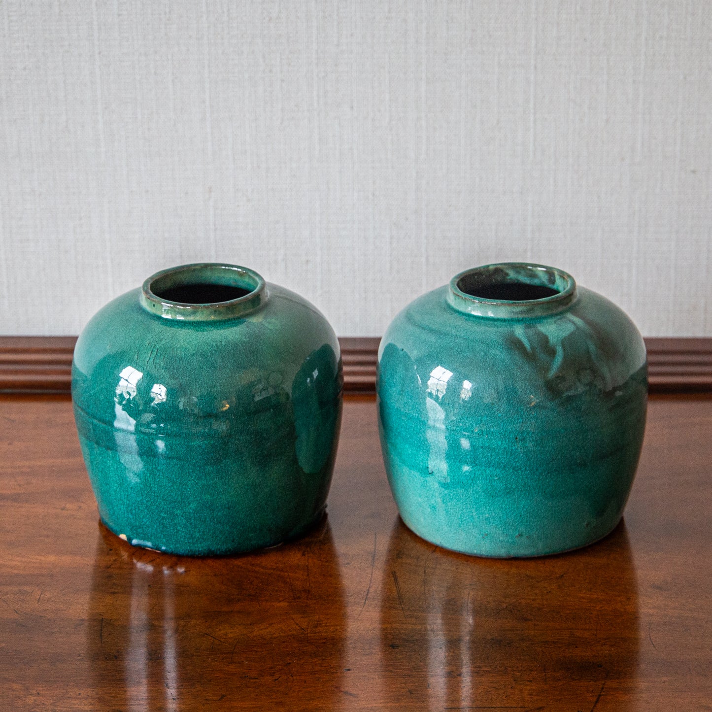 Pair of Small Turquoise Vases