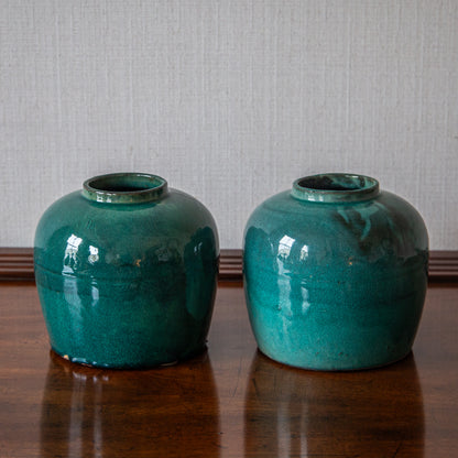 Pair of Small Turquoise Vases