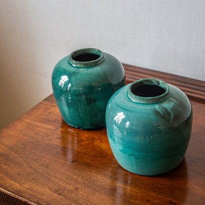 Pair of Small Turquoise Vases