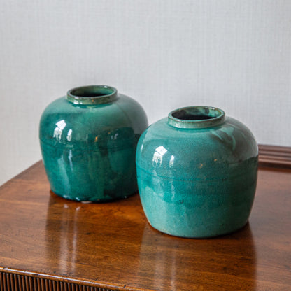 Pair of Small Turquoise Vases