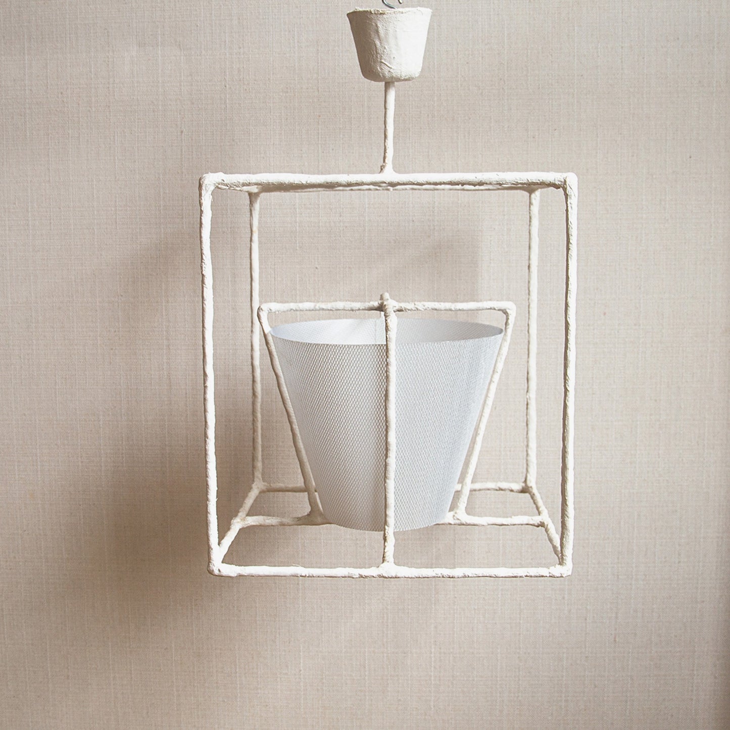 Square-Framed Plaster Lantern