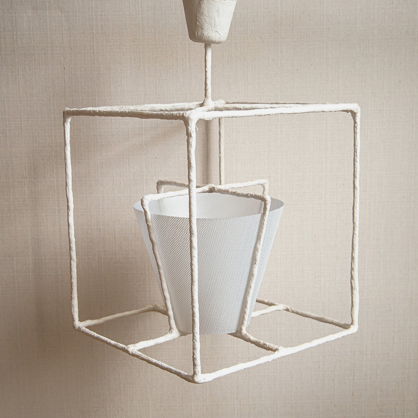 Square-Framed Plaster Lantern