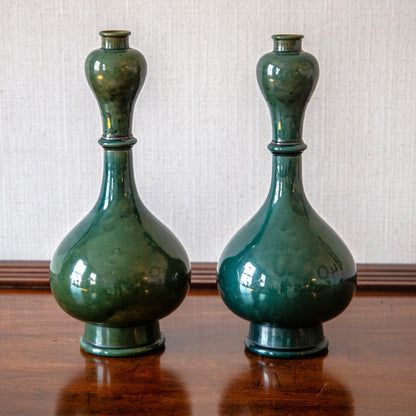 Pair of Green Glazed Vases