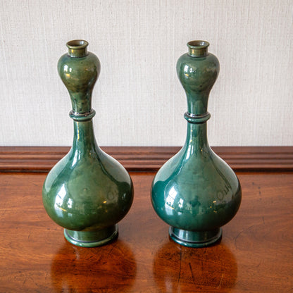 Pair of Green Glazed Vases