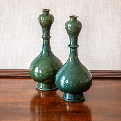 Pair of Green Glazed Vases