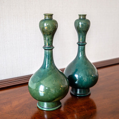 Pair of Green Glazed Vases