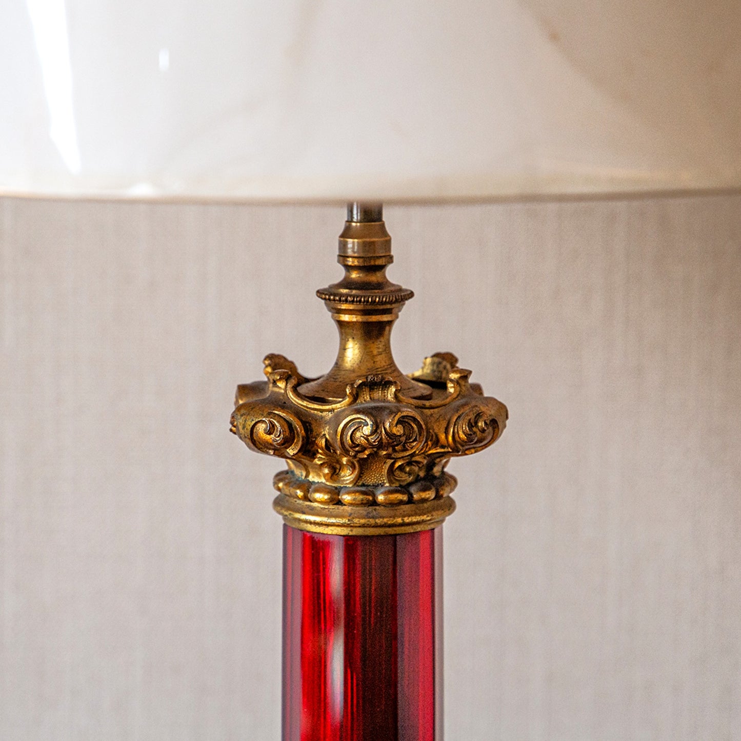 A Large Cranberry Glass Table Lamp