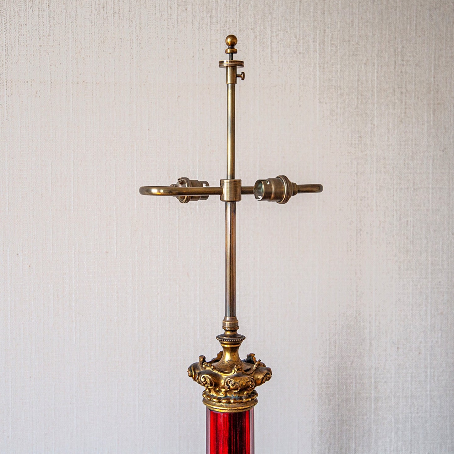 A Large Cranberry Glass Table Lamp