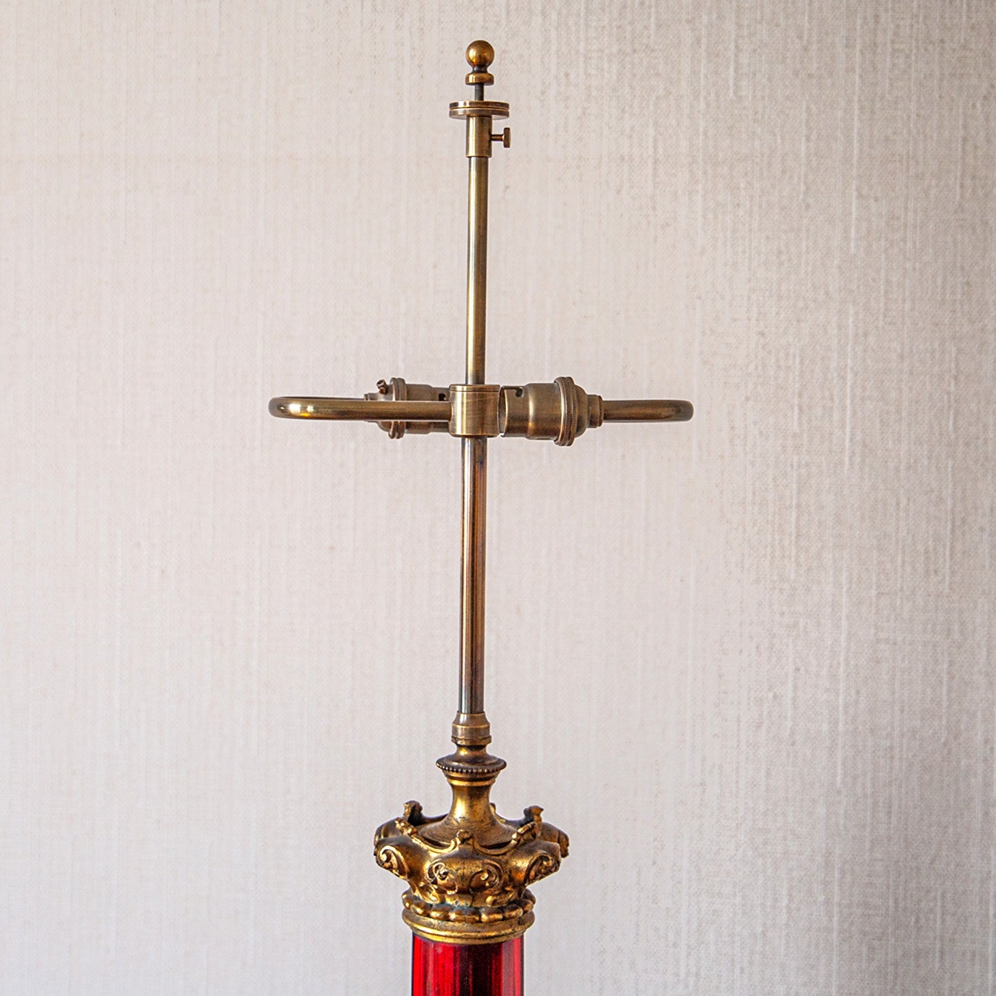 A Large Cranberry Glass Table Lamp