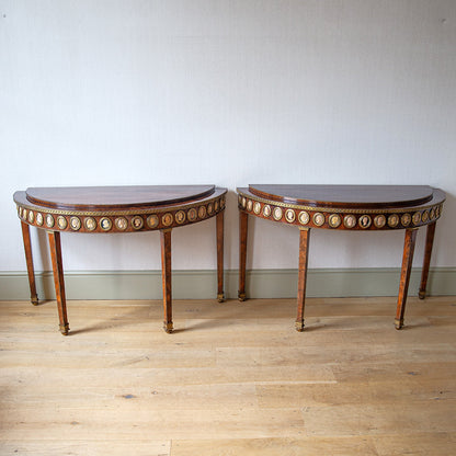 Pair of Demi-Lune Console Tables