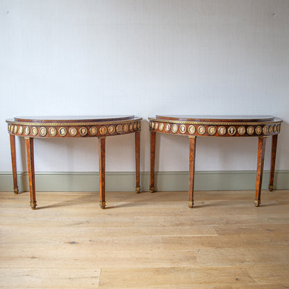 Pair of Demi-Lune Console Tables