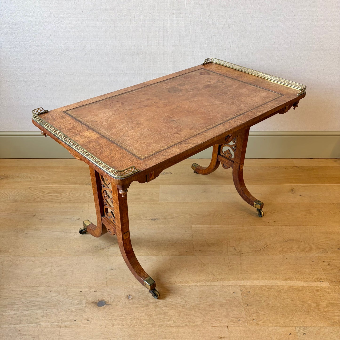 Late Regency Oak and Maple Writing Table, circa 1830