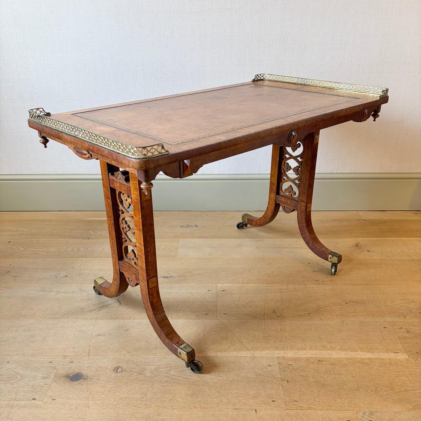 Late Regency Oak and Maple Writing Table, circa 1830