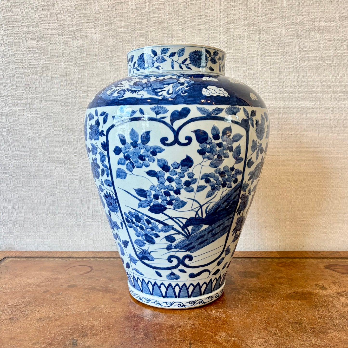 Japanese Arita Blue and White Porcelain Vase, 18th Century