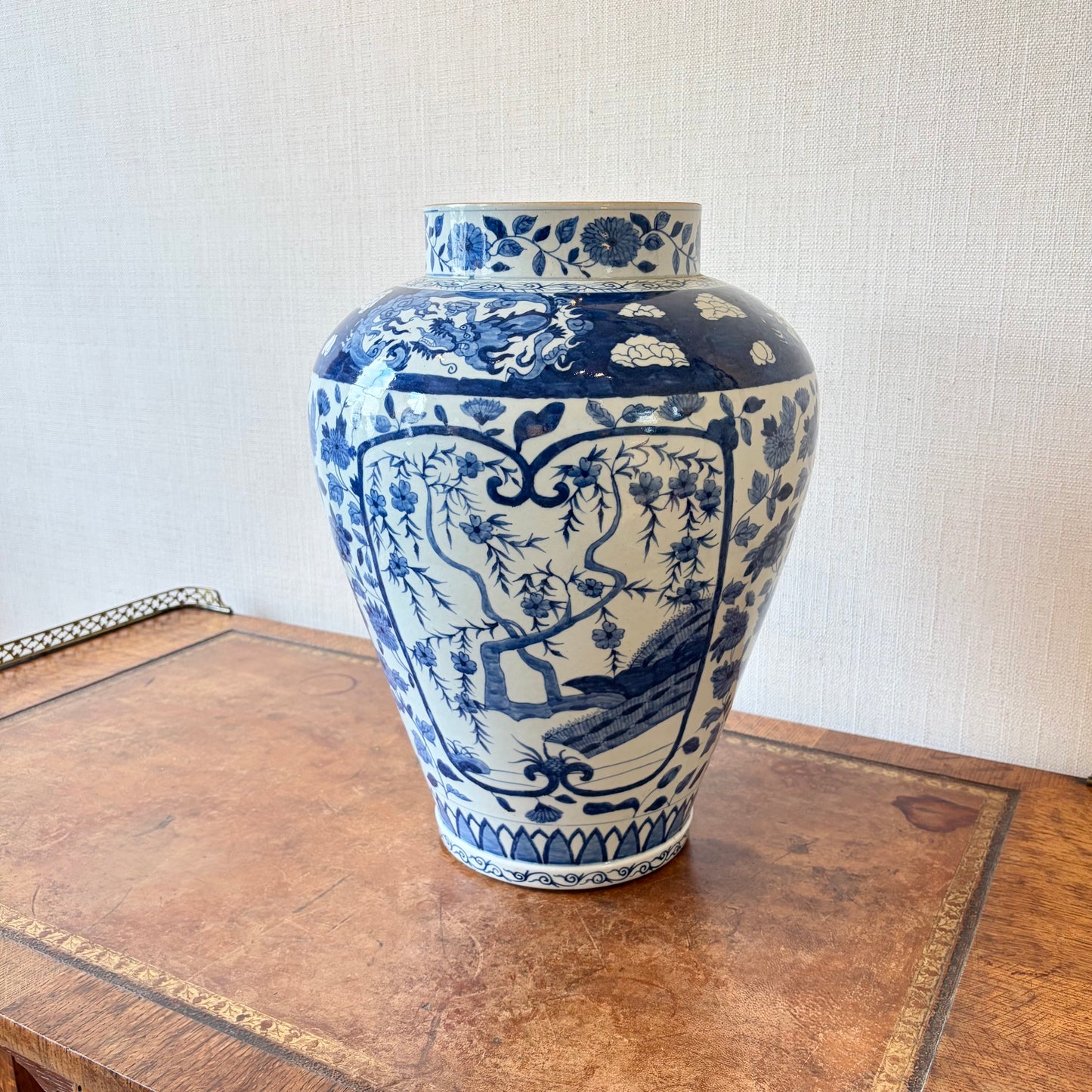 Japanese Arita Blue and White Porcelain Vase, 18th Century